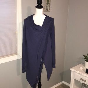 Michael Farrell Fringed Crossover Sweater, Sz S